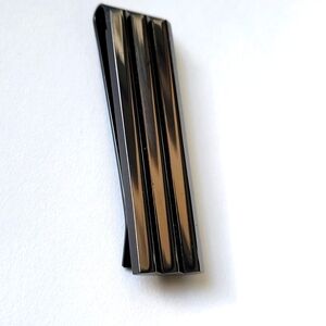 Inox Jewelry Polished Finish Ridged Black IP 316L Stainless Steel Money Clip